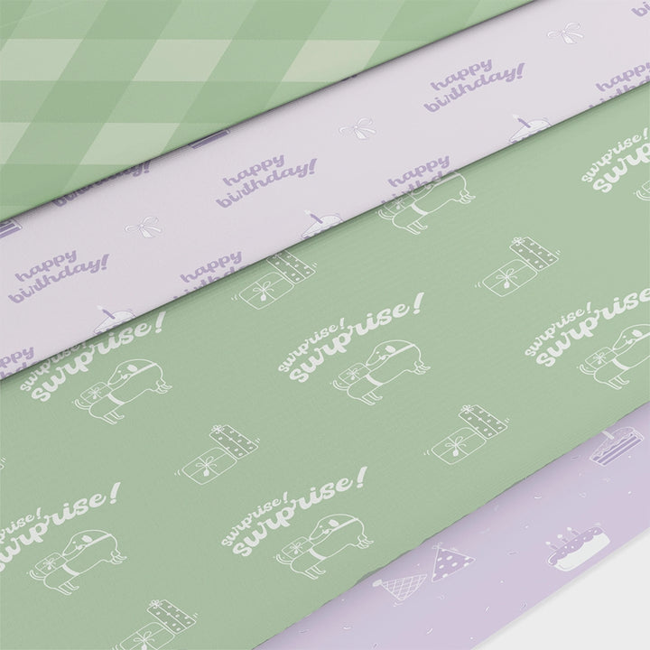 Green & Lavender Gift Wrapping Paper Set