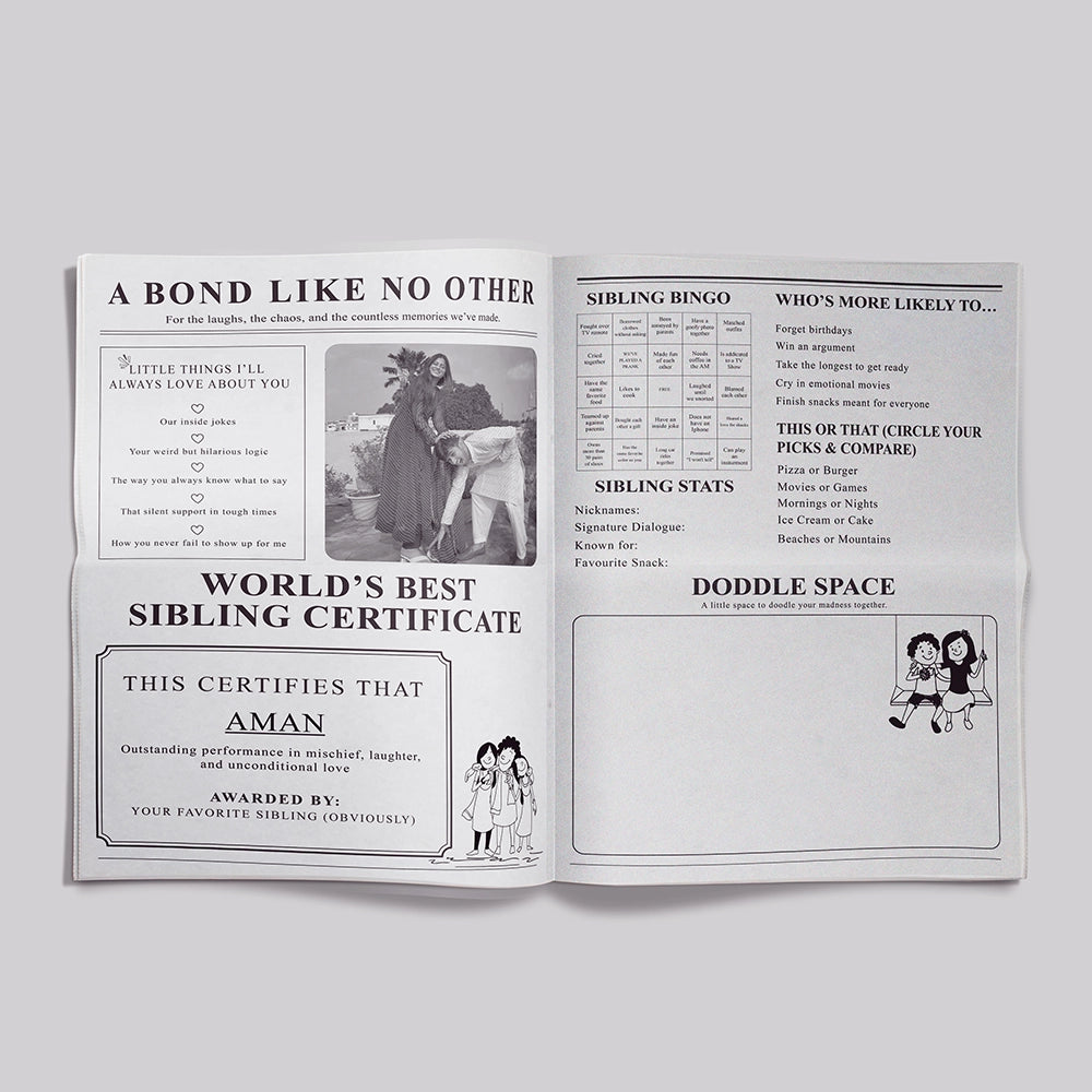 Custom Sibling Newspaper- The Sibling Times