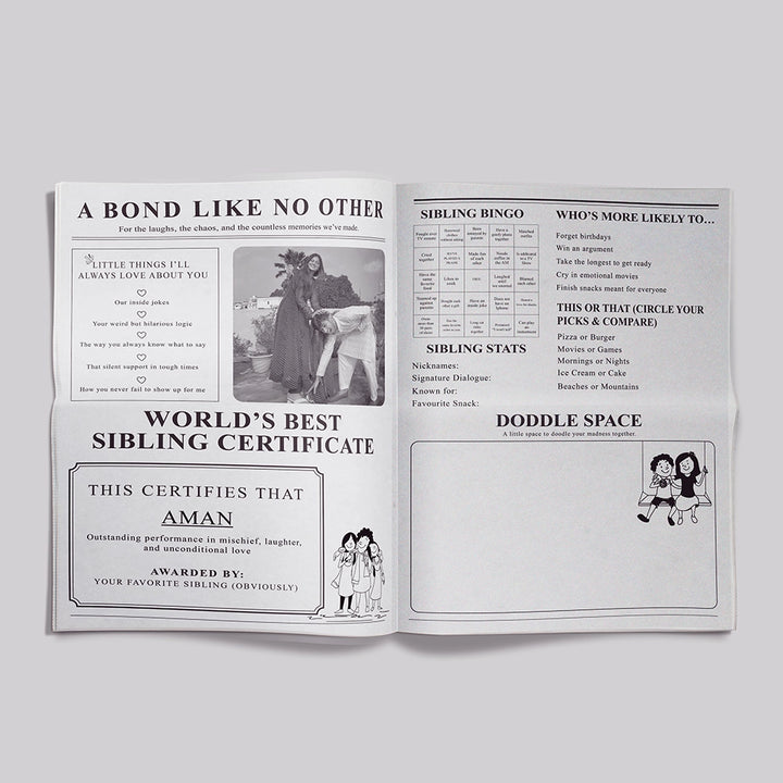 Custom Sibling Newspaper- The Sibling Times