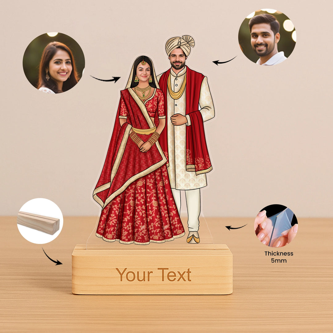 Personalized Indian Wedding Caricature – Unique Couple Gift Idea