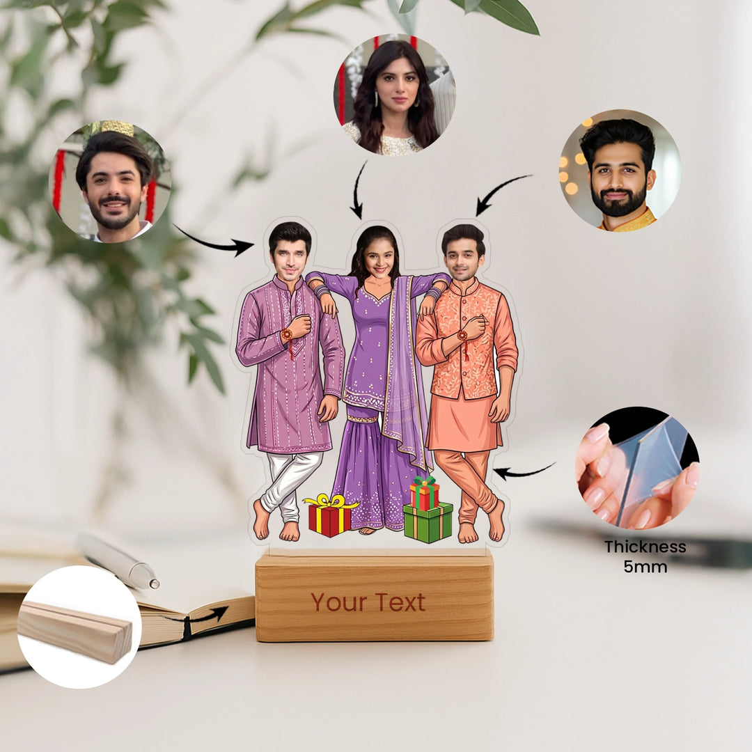 Triple Trouble Rakhi Caricature