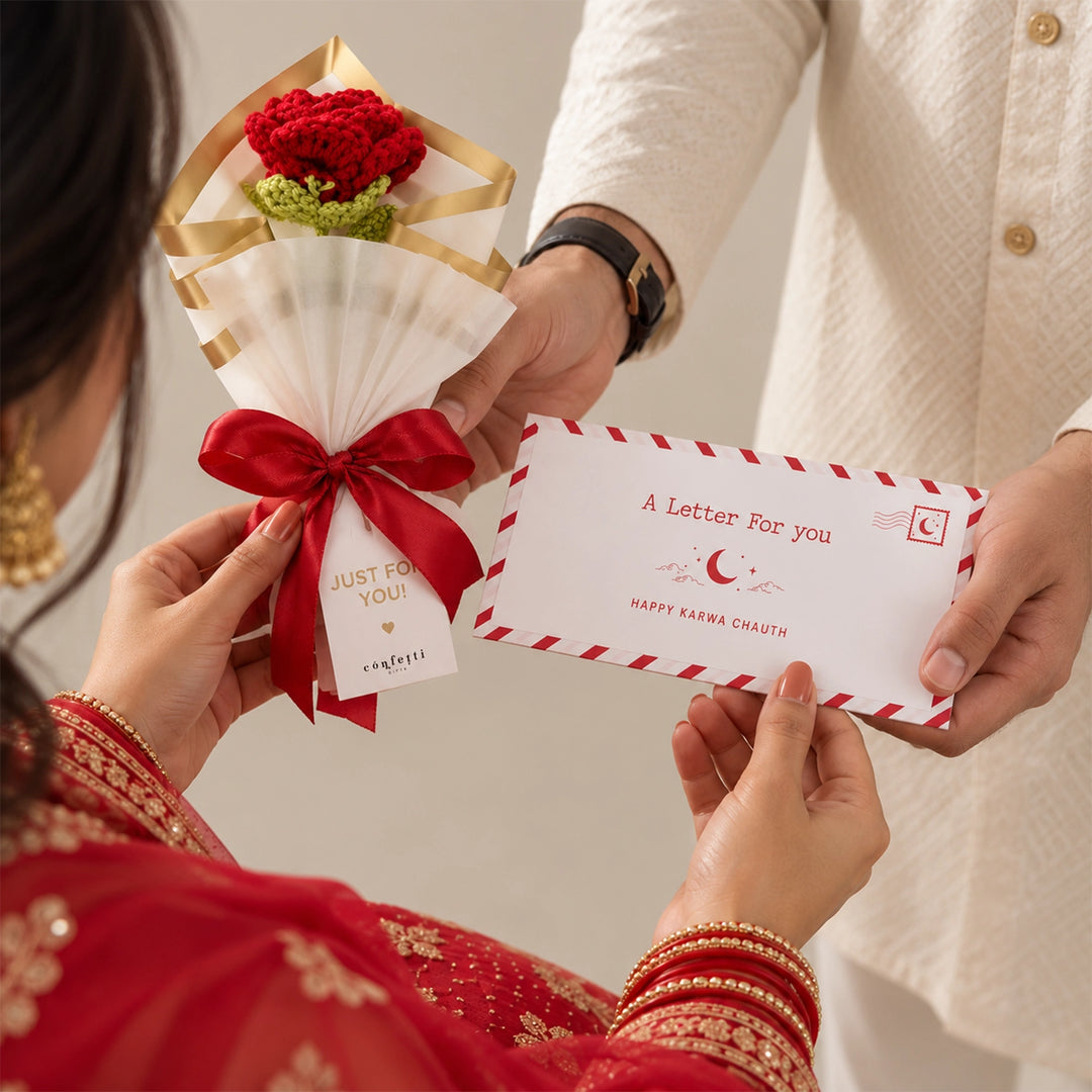 Karwa Chauth Letter & Bouquet Combo