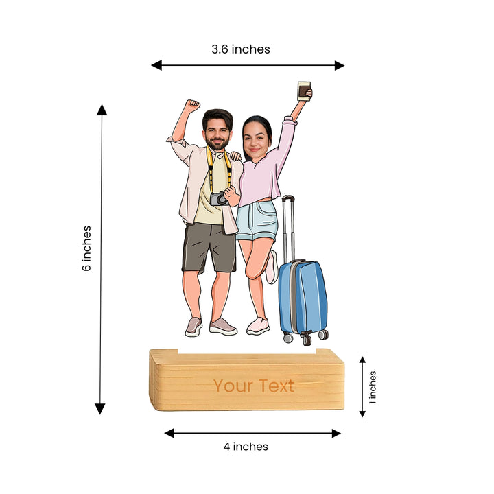 Personalized Acrylic Caricature - Custom Gift for Travel Couples