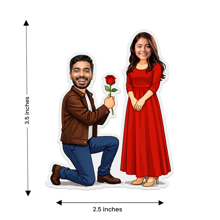 Rose Couple Caricature Fridge Magnet