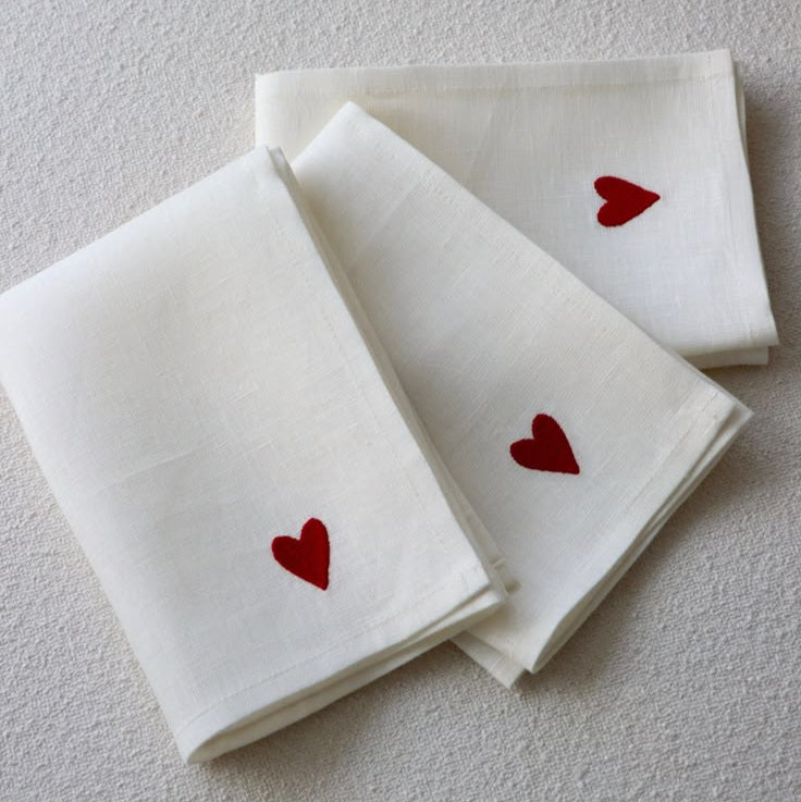 Heart Embroidered White Hanky