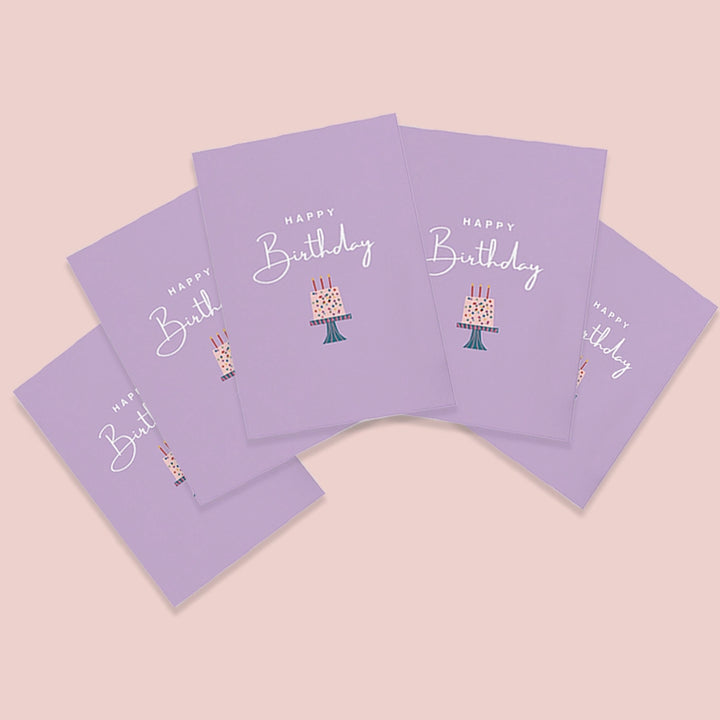 Happy Birthday Purple Cards (Set of 5)