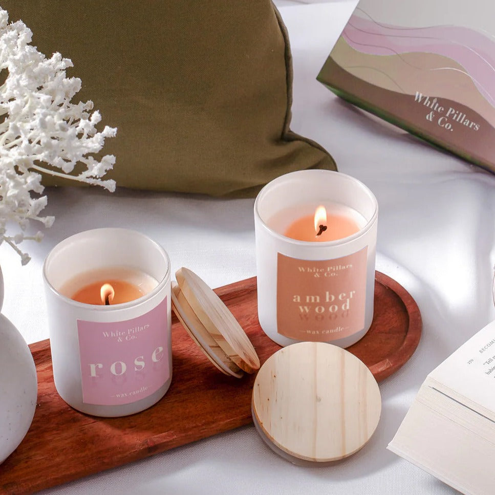 White Pillar & Co Scented Candle Set of 2 Gift Box