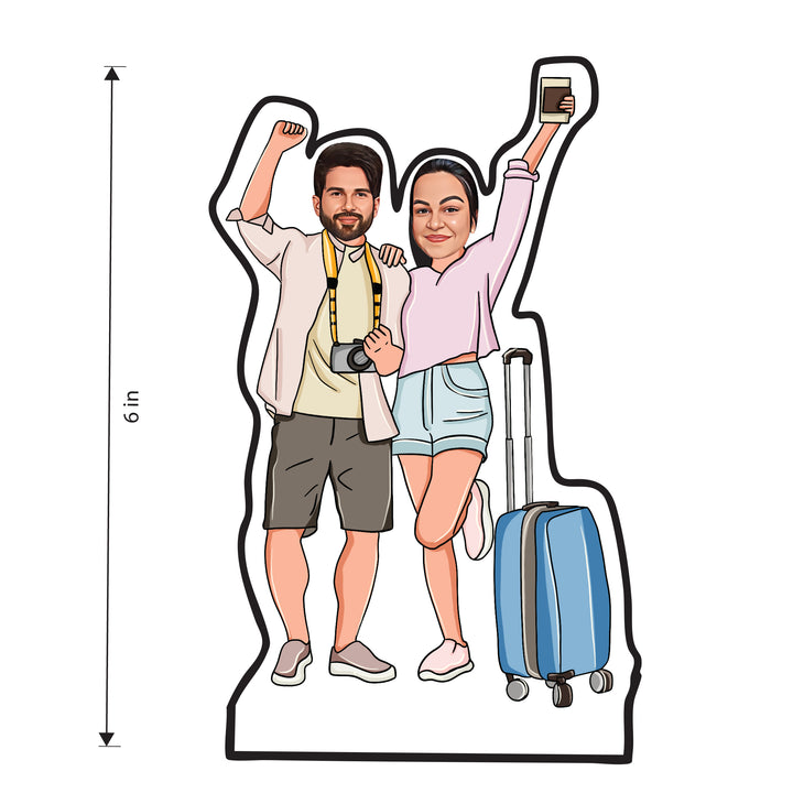 Personalized Acrylic Caricature - Custome Gift for Travel Couples