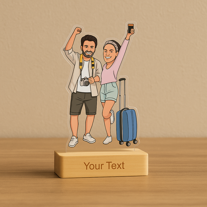 Personalized Acrylic Caricature - Custome Gift for Travel Couples