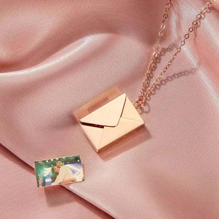 Photo Pendant envelope Necklace - custom, unique, romantic gift for her