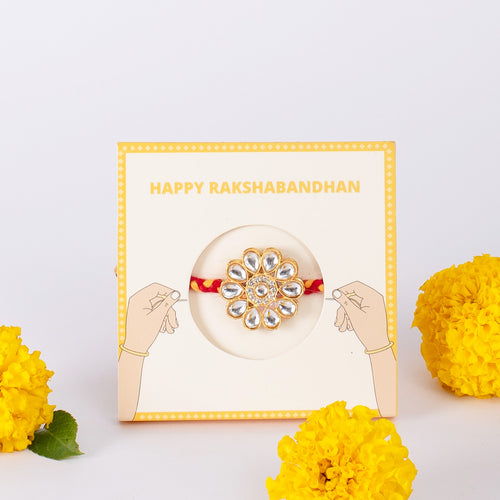 Traditional Kundan Flower Rakhi