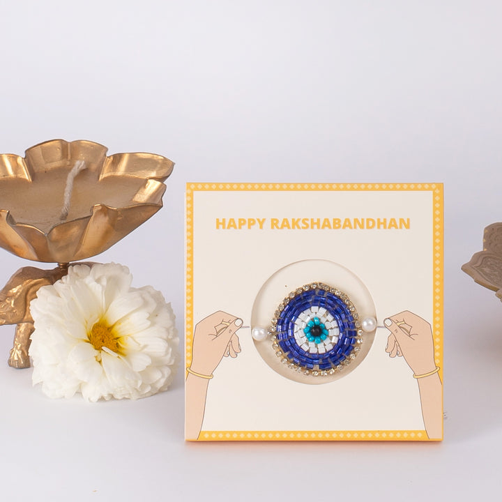 Blue Beaded Evil Eye Rakhi