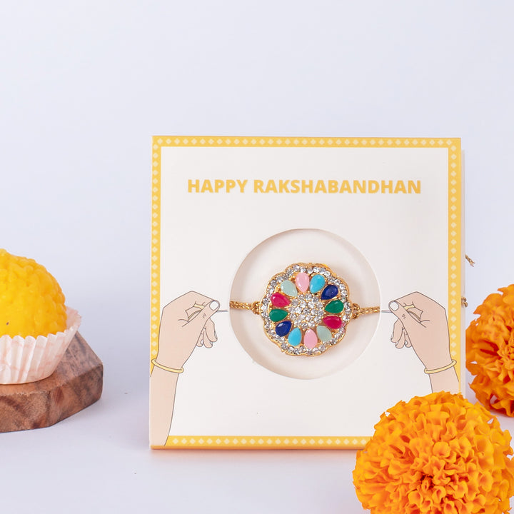 Multi-colour Stone Rakhi