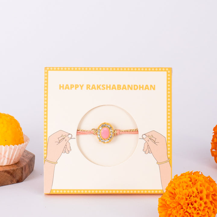 Golden Peach Kundan Rakhi