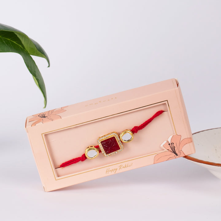 Kundan Red Rakhi