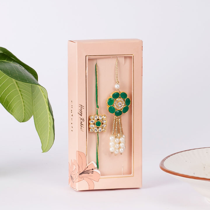 Green and Golden Couple Rakhi