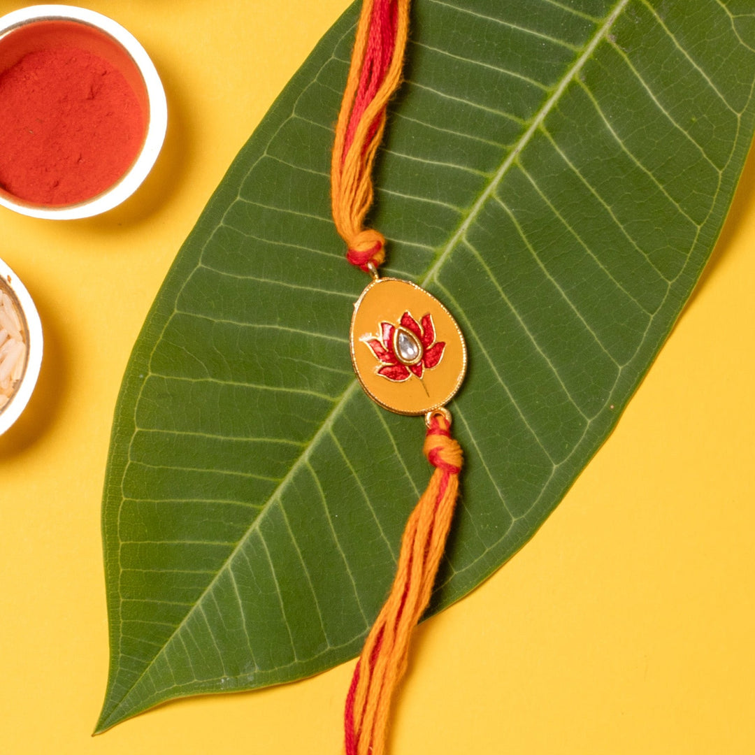 Yellow & Red Meenakari Rakhi
