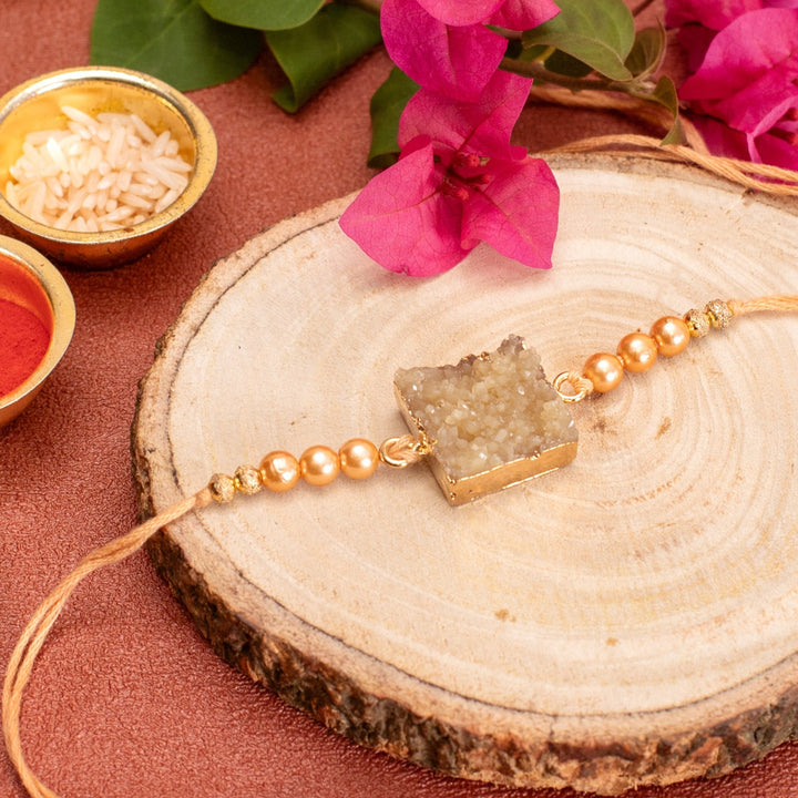 Druzy Stone & Pearl Beads Rakhi