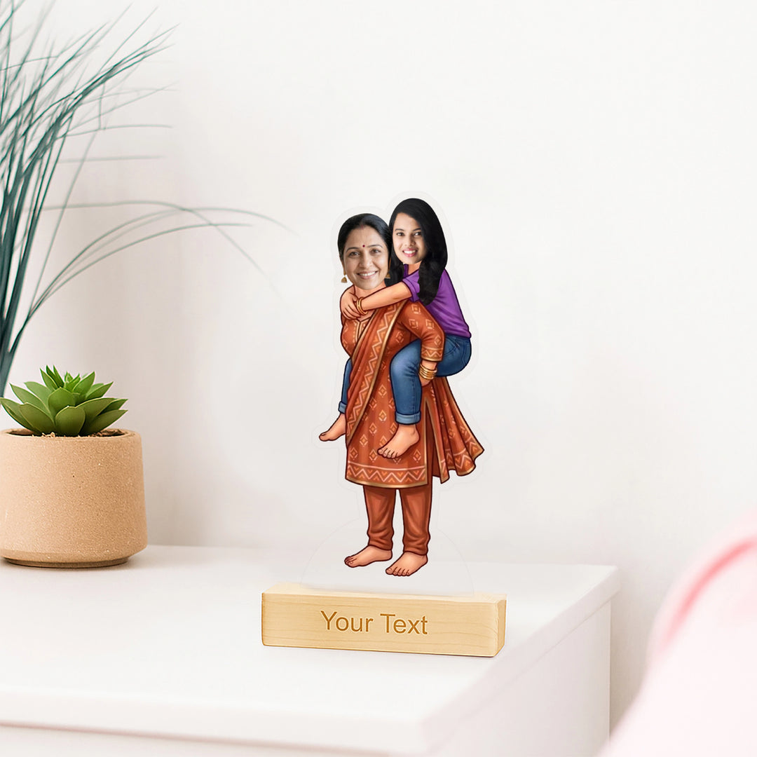 Mom Piggyback Caricature