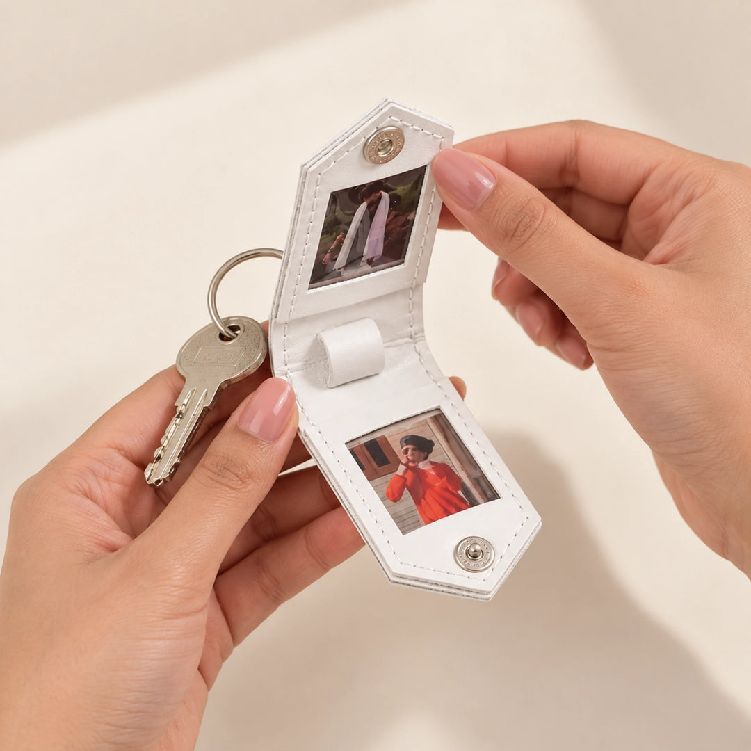 Leather keychain with photos - personalized, premium & stylish