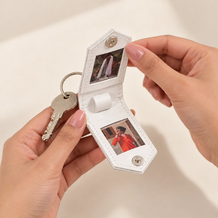 Leather keychain with photos - personalized, premium & stylish