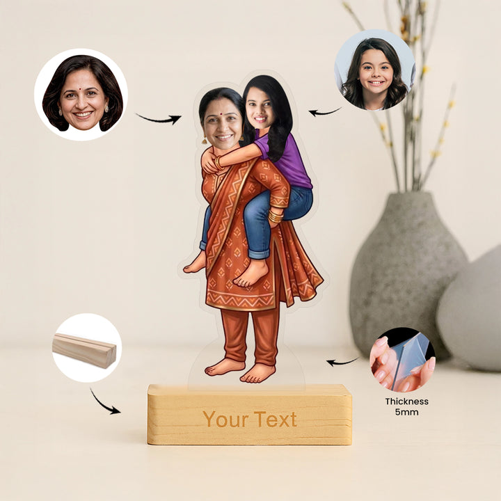 Mom Piggyback Caricature