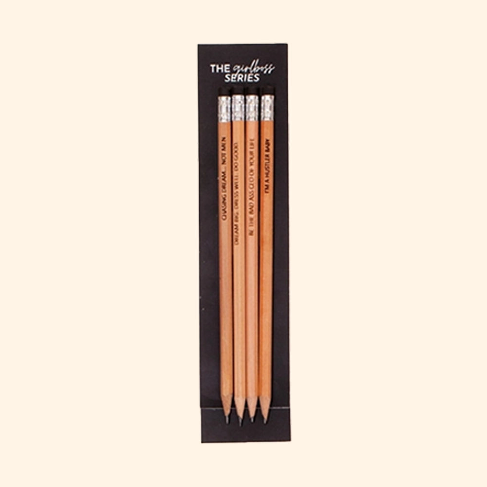 Set of 4 Engraved Pencils With Eraser