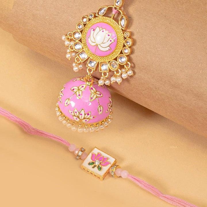 Pink Lotus Meenakari Bhaiya and Bhabhi Rakhi