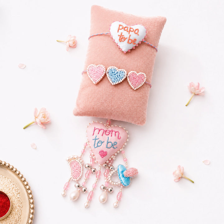Papa To Be 3D Heart Rakhi & Mom To Be