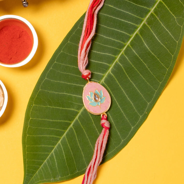 Pink & Green Meenakari Rakhi