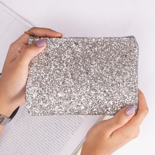 Silver Glitter Pouch